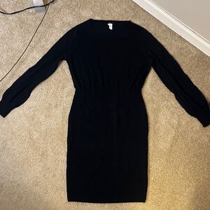 J. Crew Classic Black Long Sleeve Merino Wool/ Nylon/Spandex Sweater Dress